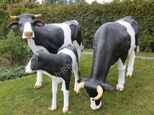 Familie 2 Deko Kühe mit Kalb lebensgross schwarz weiss